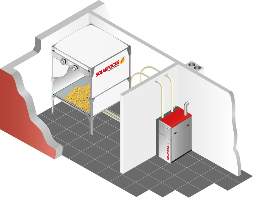 Pelletsbox mit Saugsystem