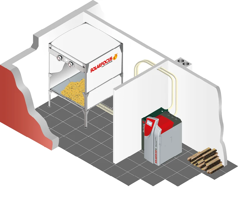 Pelletsbox mit Saugsystem